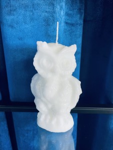 Świeca Sowa lustrzana biała  14