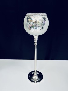 Świecznik Kielich motyl srebrny 39