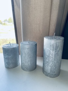 Zestaw świec rustykalnych  srebrnych 