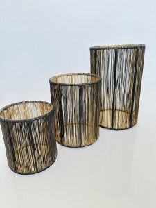 Zestaw świeczników czarno-złotych 3szt