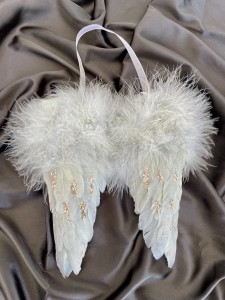 Zawieszka skrzydła z piórek szare 17/15