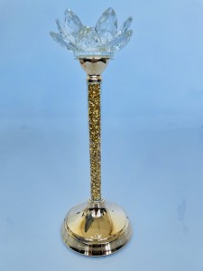 Świecznik  kwiat lotosu złoty 30 