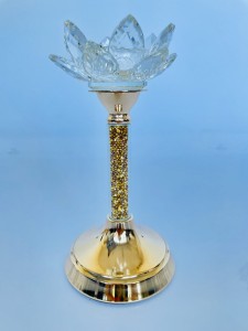 Świecznik  kwiat lotosu złoty 22 