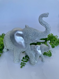 Słonie srebrne 20 cm