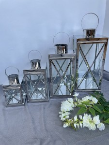 Zestaw lampionów srebrnych 4szt 