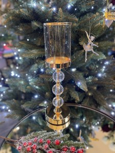 Świecznik złoty glamour 3 kule 40