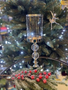 Świecznik srebrny glamour 2 kule 34