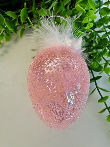 Jajko szklane różowe  do zawieszenia 12 