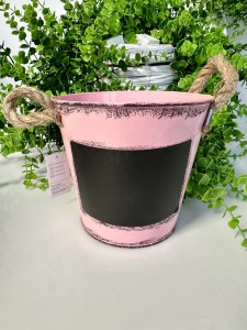 Donica metalowa różowa 14
