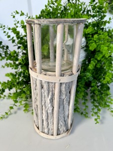 Lampion drewniany biały 30