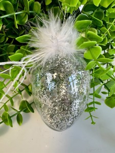 Jajko szklane srebrne  do zawieszenia 10