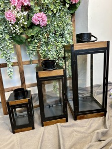 Zestaw 3 lampionów czarnych 