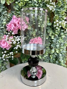 Świecznik srebrny 1 czarna kula 28