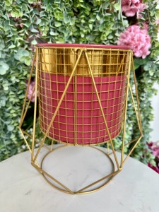 Kwietnik metalowy złoto-różowy ze stojakiem 26 