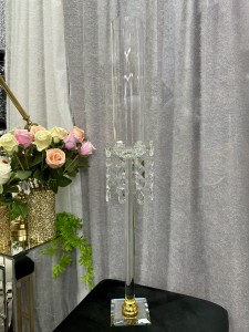 Świecznik przezroczysty z kryształkami 73