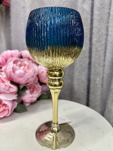 Świecznik Kielich złoto-niebieski 30