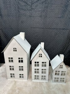 Zestaw lampionów metalowych białych 37/29/21