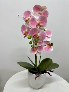 Storczyk różowo-biały silikonowy w doniczce 42