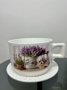 Osłonka filiżanka biała z wrzosem  15