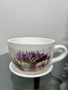 Osłonka filiżanka biała z wrzosem 11