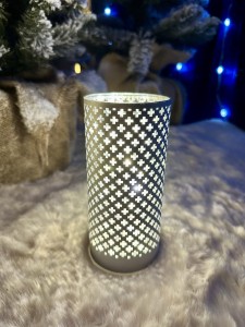 Lampion dekoracyjny srebrny  LED 15 