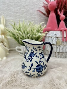 Dzbanek ceramiczny biało-niebieski 18