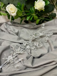 Gałązka srebrna z kwiatami 65