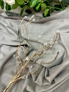 Gałązka różowe złoto  z kryształkami 50