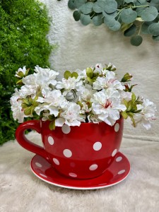 Osłonka filiżanka czerwona w kropki 16  