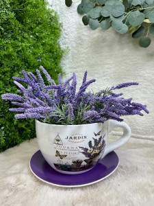 Osłonka filiżanka biało-fioletowa 16  