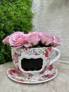 Osłonka filiżanka w kwiaty z tablicą 16