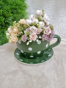 Osłonka filiżanka zielona w kropki 16