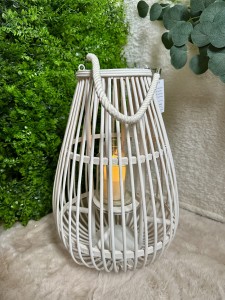 Lampion drewniany biały 43