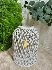 Lampion drewniany biały 36