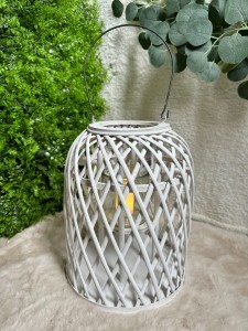 Lampion drewniany biały 31