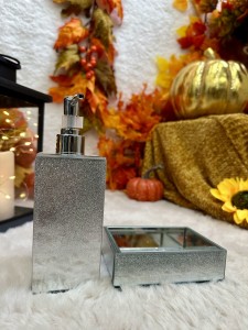 Zestaw pojemników Glamour do łazienki  srebrny 