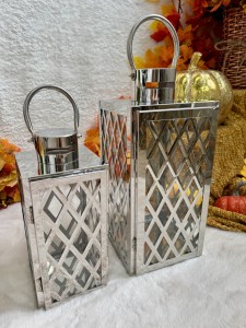 Zestaw lampionów srebrnych 2szt  46/36