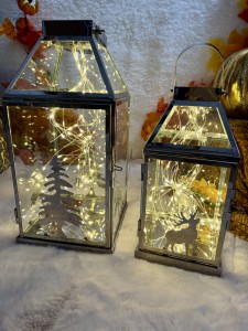 zestaw lampionów srebrnych  LED 46/35 