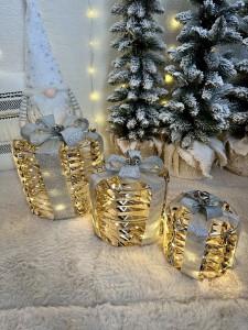 Prezenty złoto-srebrne  3szt LED 