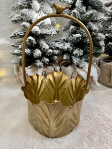 Osłonka metalowa złota z ptaszkiem  37