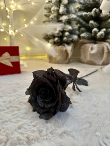 Róża czarna brokatowa 65