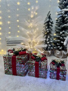 Prezenty czerwono-zielone 3szt LED  