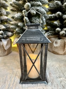 Lampion solarny czarno-srebrny 35 