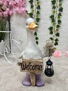 Gęś ceramiczna welcome z latarnią 45