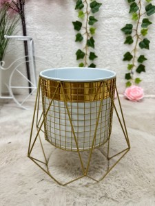 Osłonka metalowa biało-złota 26