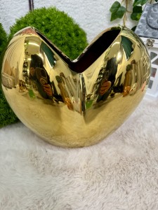 Wazon serce ceramiczne złote 26