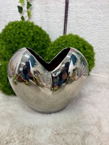 Wazon serce ceramiczne srebrne 26