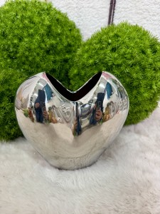 Wazon serce ceramiczne srebrne  17