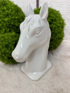 Głowa konia ceramiczna biała 27