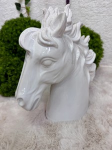 Głowa konia ceramiczna biała 32